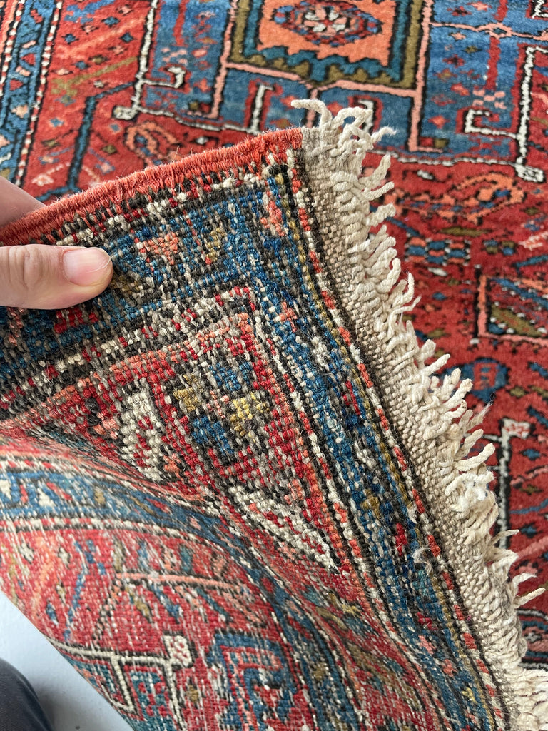 FABULOUS Antique Heriz Tribal Runner in Sunset Hues | Ombre Rust, Clay, Green, Blues | ~ 3 x 10