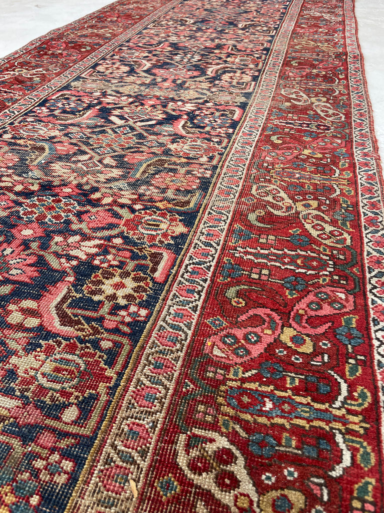 RAW BEAUTY Antique Halvai Bidjar Runner | GORGEOUS Boteh Border with Lime Greens | 3.6 x 17.7