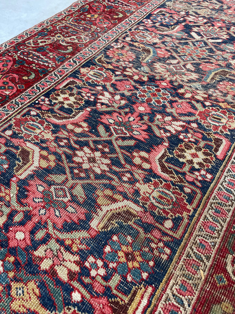 RAW BEAUTY Antique Halvai Bidjar Runner | GORGEOUS Boteh Border with Lime Greens | 3.6 x 17.7