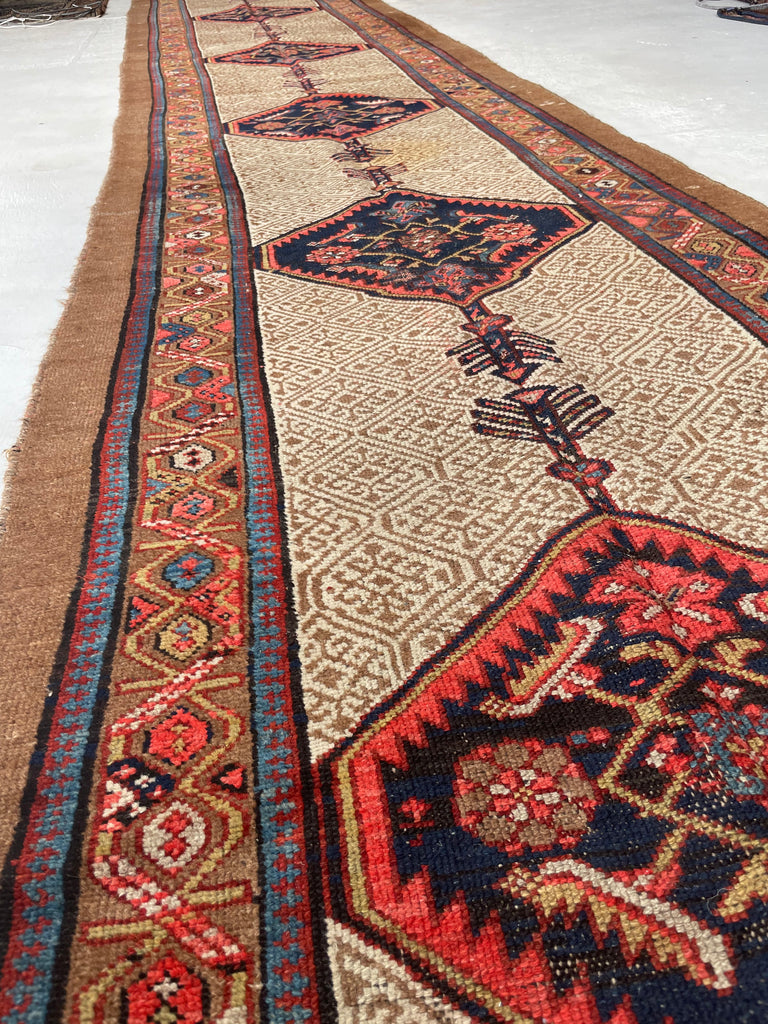 SOLD | 20+ FOOT LONG Brilliant Raw Nomadic Camel Hair Antique Runner | 3.6 x 20.7