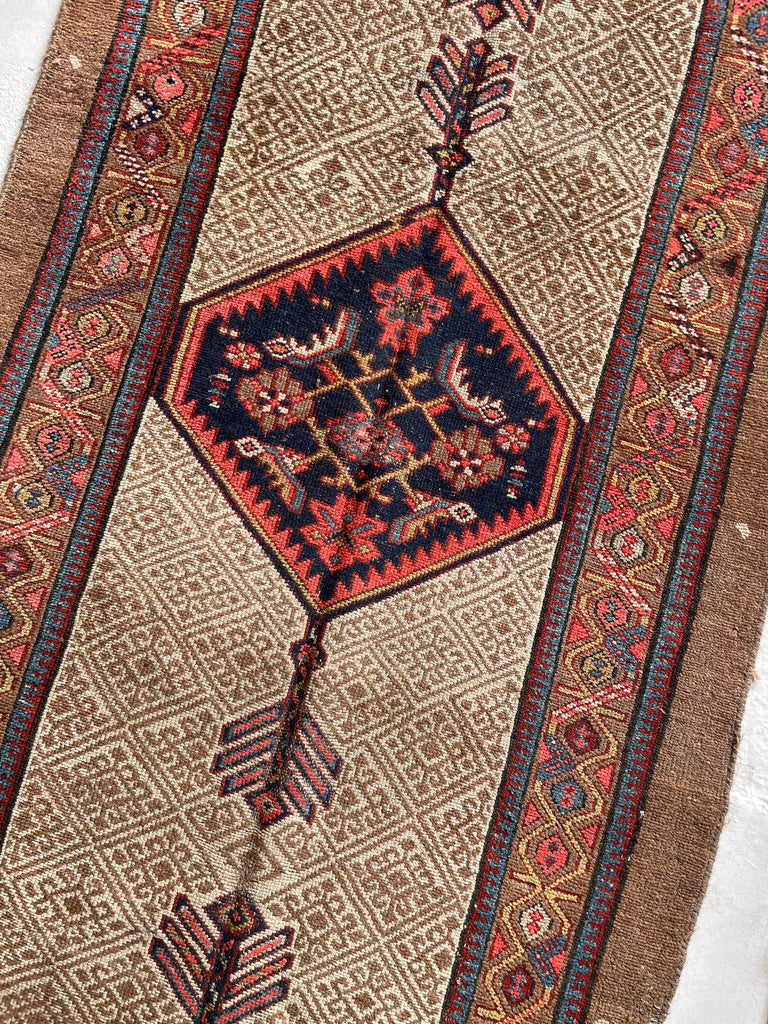 SOLD | 20+ FOOT LONG Brilliant Raw Nomadic Camel Hair Antique Runner | 3.6 x 20.7