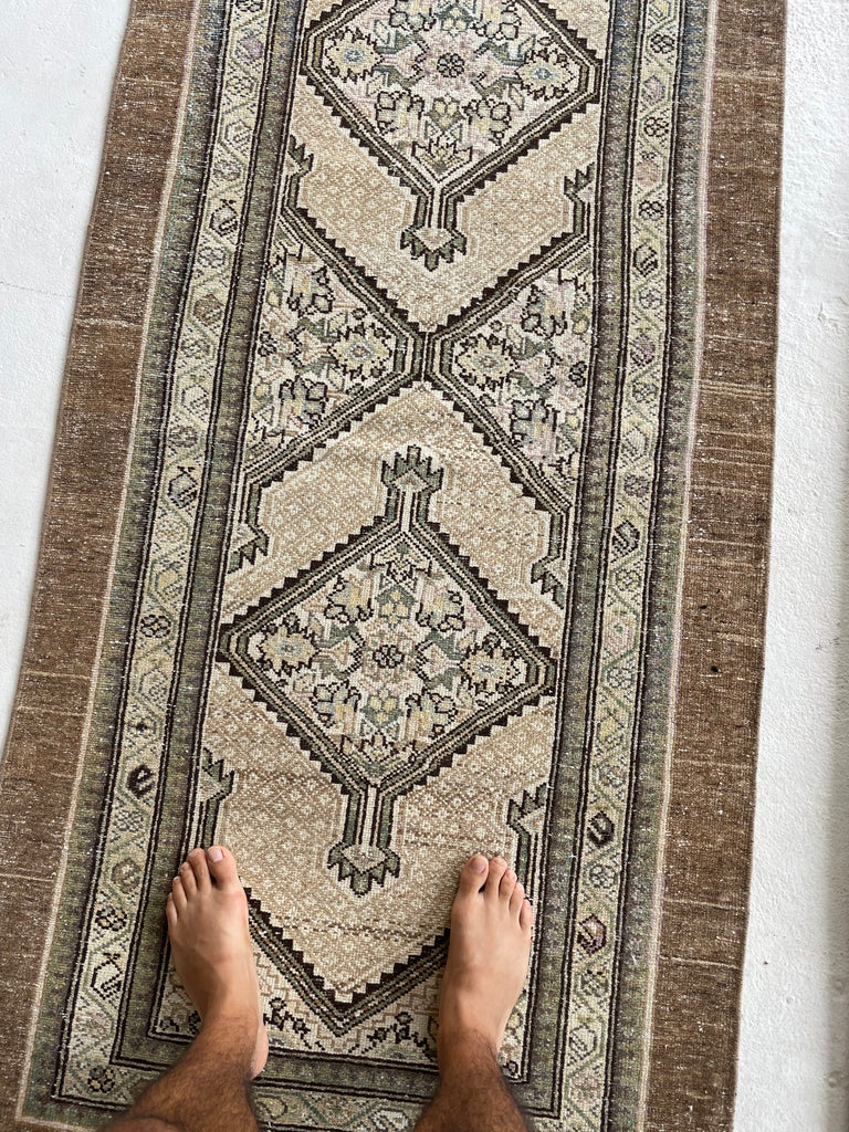 Coming Soon... DIVINE Raw Camel Hair Vintage Runner | Cashew, Soft Blues, Green, & Lavenders | 3.2 x 13.7