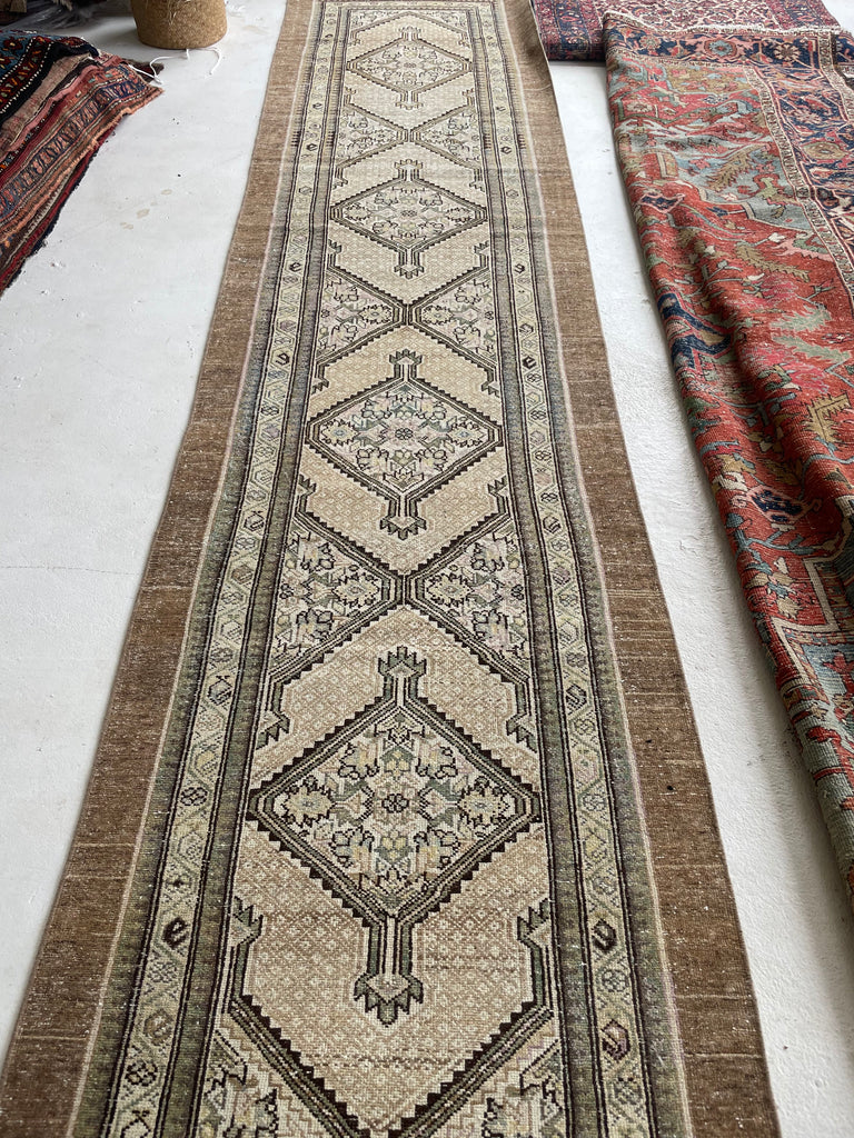 Coming Soon... DIVINE Raw Camel Hair Vintage Runner | Cashew, Soft Blues, Green, & Lavenders | 3.2 x 13.7