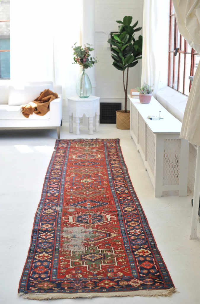 Antique Runner | 3.1 x 13.10 | Beautiful Geometric Tribal Antique Runner Rug