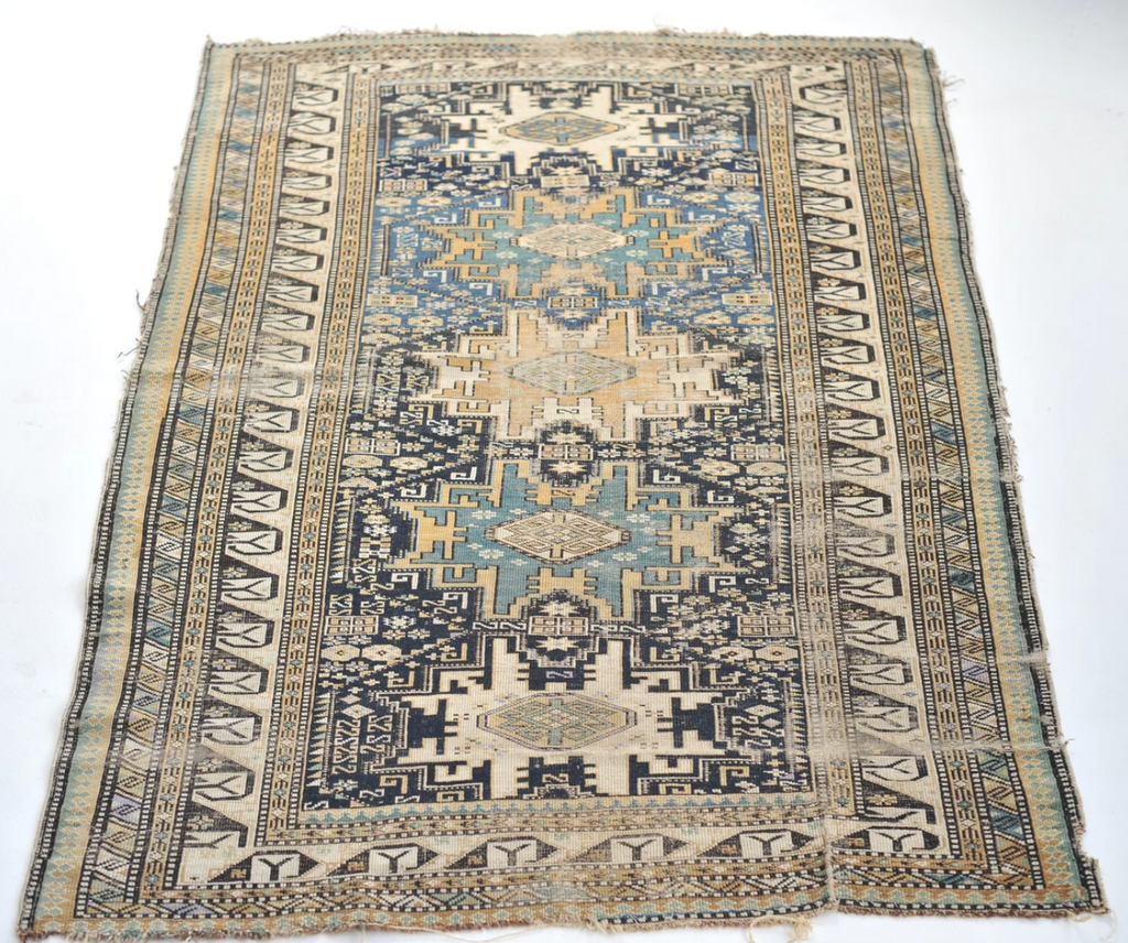 HIGHLY RARE High-End Antique Shirvan/Kuba from the Caucasus Mountains with ORIGINAL & Positive Meaning "Swastika" Symbol | 4 x 6