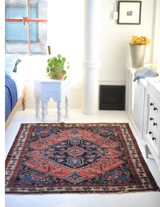 4.8 x 5.9 | Fantastic Deep WATERMELON Squarish Tribal Antique Rug