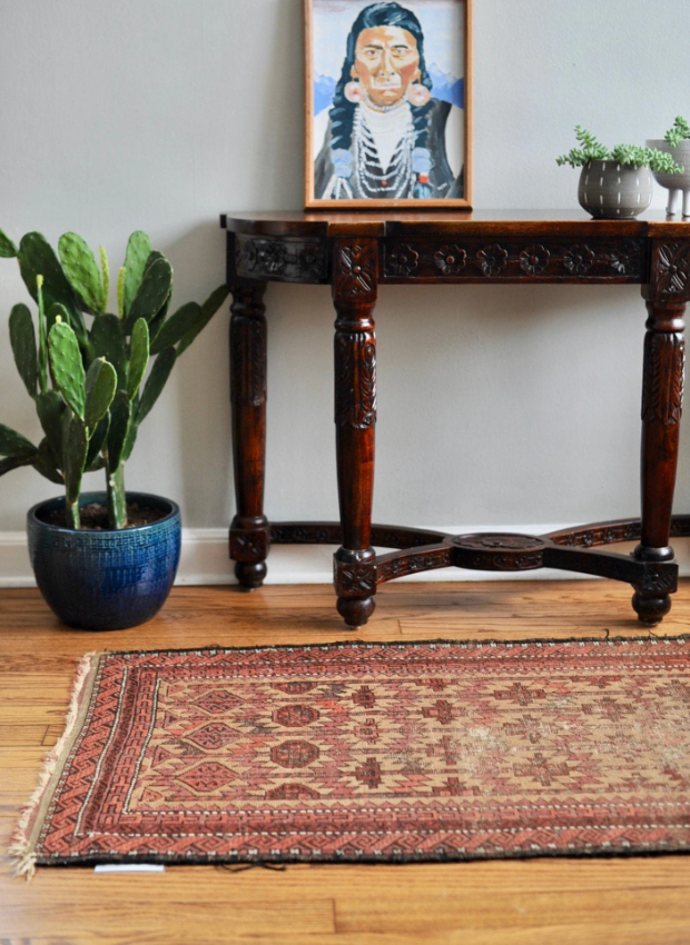 2.9 x 4.9 | Antique worn distressed tribal rug