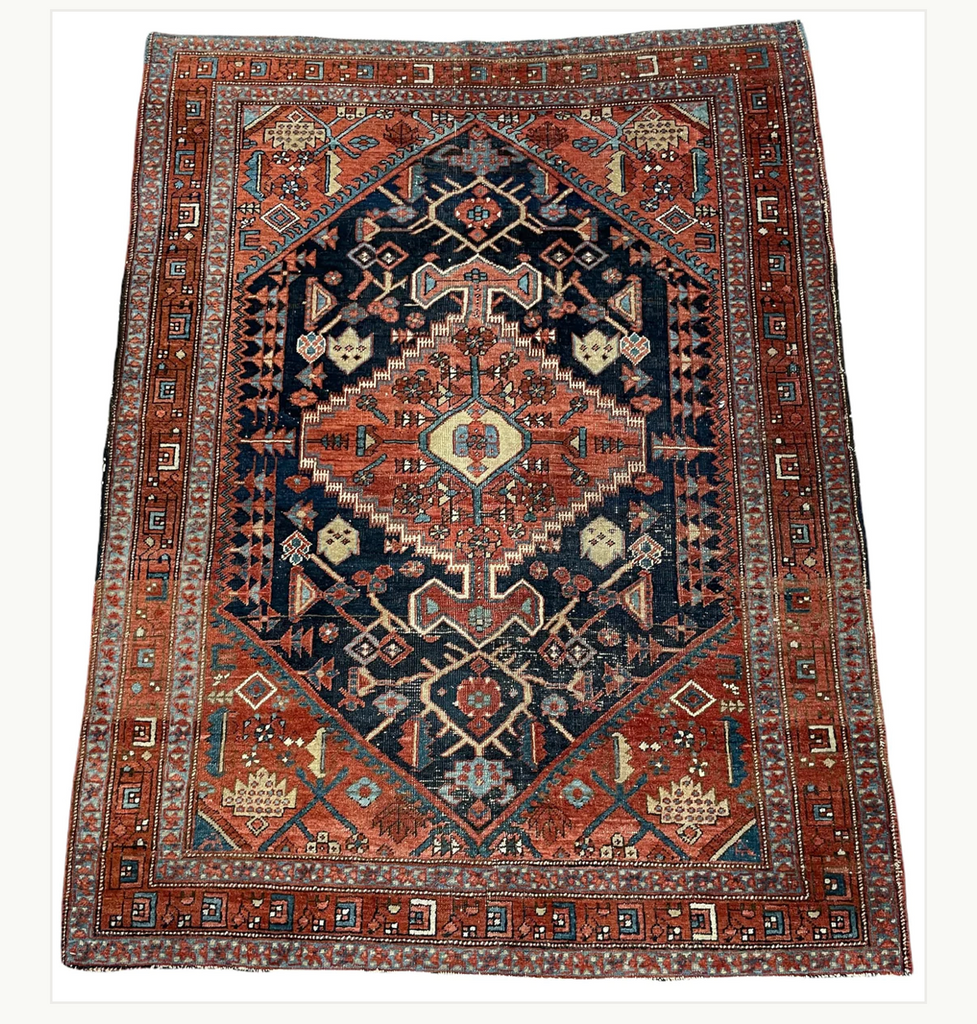 RARE Vintage NW Bakshayesh | Navy, Clay, Terracotta, etc., STUNNING Design & Size | ~ 5 x 7