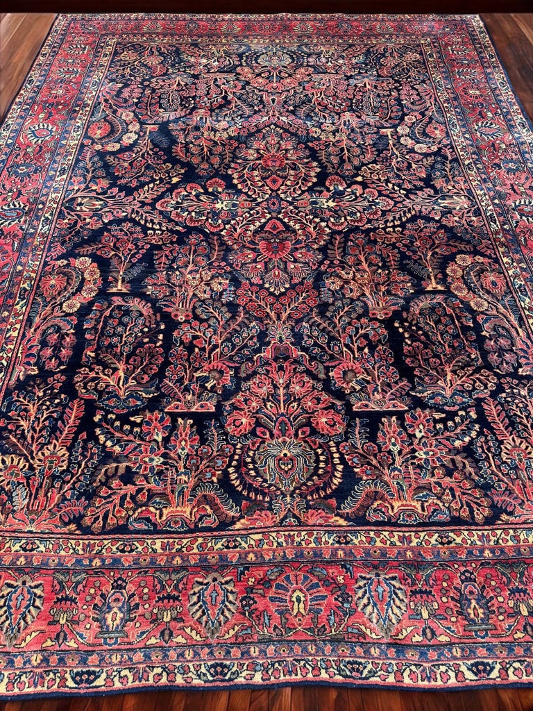 Coming Soon... ICONIC Old World Botanical Gem | Indigo Antique Flourishing Sarouk Carpet | Artistic Aesthetic | ~ 9 x 12
