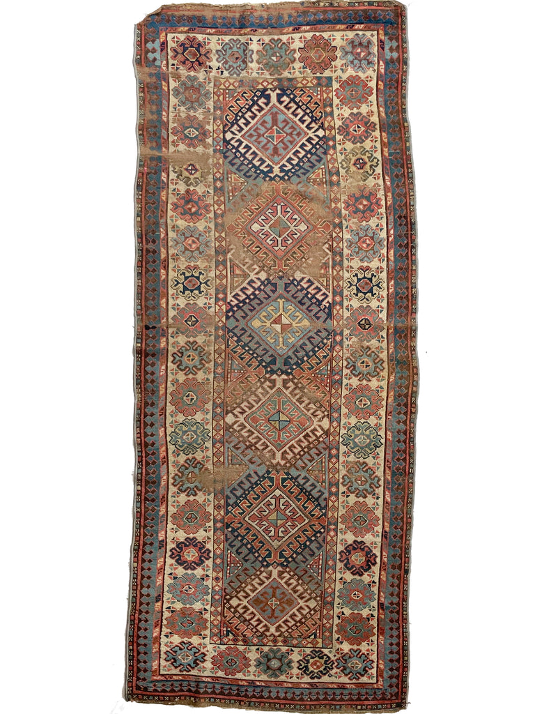 SOLD | FANTASTIC Antique Kazak Runner | Tribal Beauty with Mature Dyes & Iconic Design | 3.6 x 10