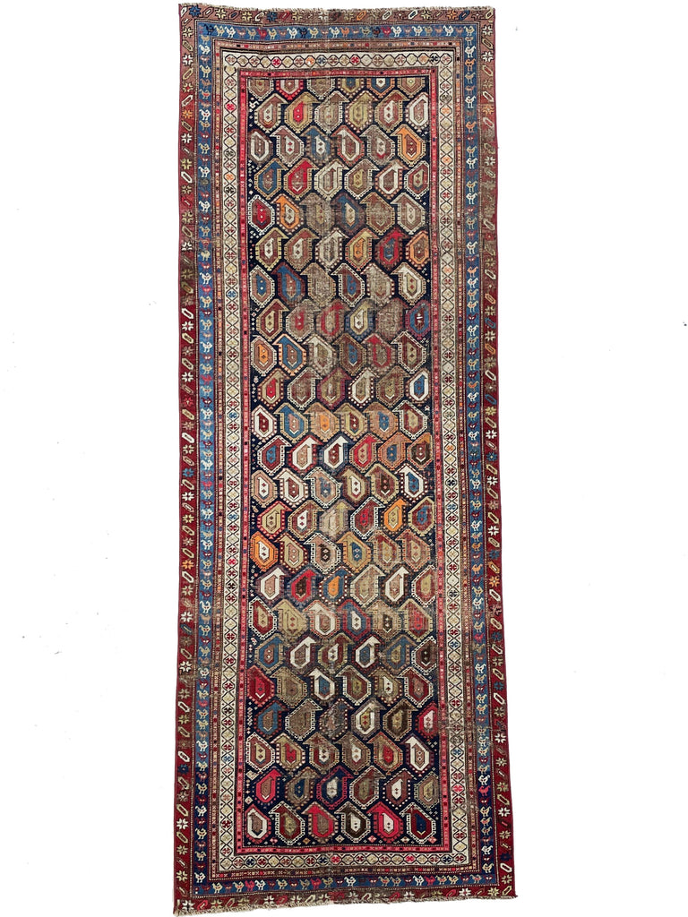 Gorgeous Antique Runner | Stylized All-Over Boteh Design Antique Rug | 3.9 x 9.10