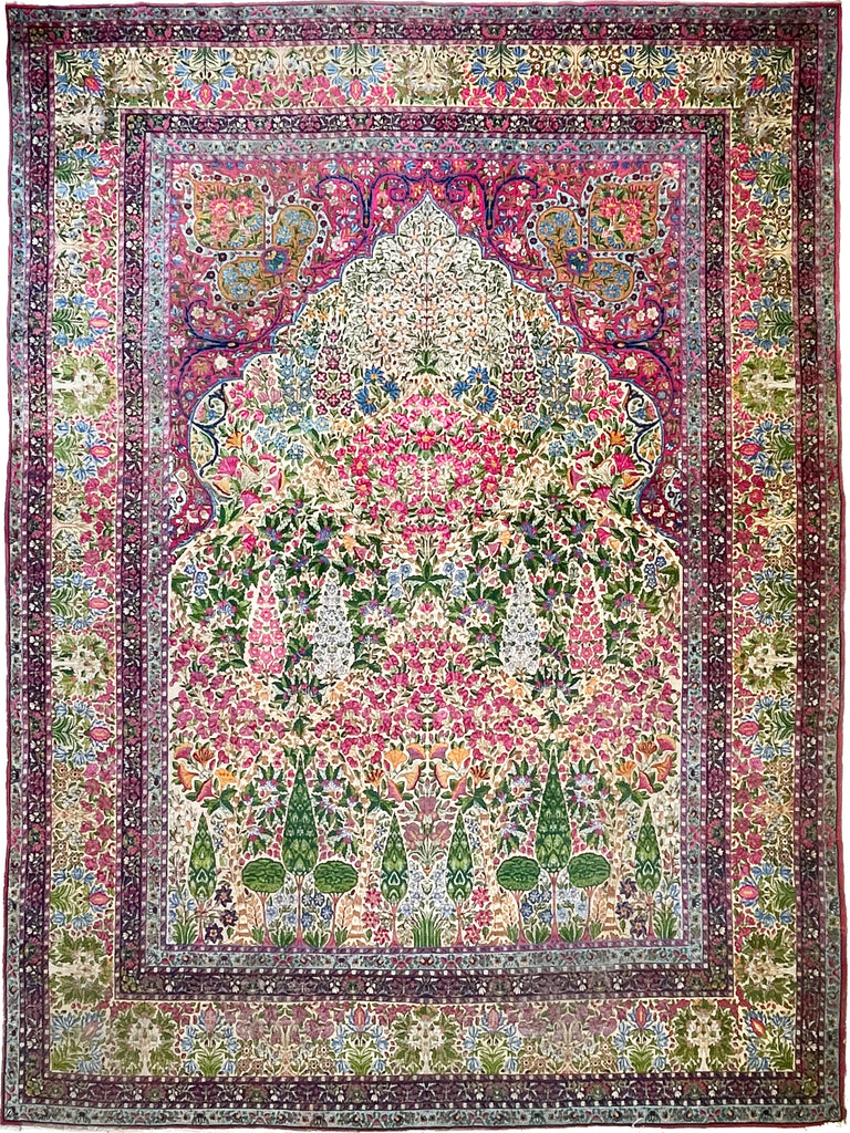 SPECTACLE Antique Kerman Lavar | MILLEFLEUR & CYPRESS TREE OF LIFE | Spectrum Color Palette | 11.4 x 14.5