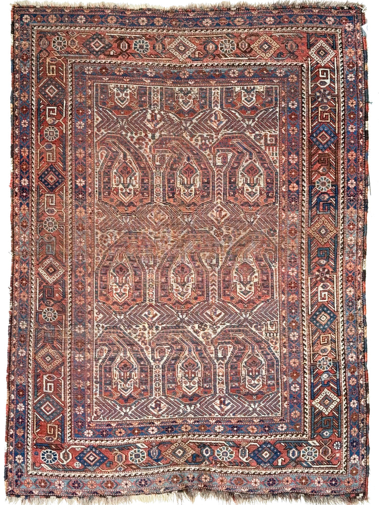 MATRIARCH Weaving | Antique Southwest Khamseh Repeating Circle of Life Boteh Motifs | 4.2 x 6.2