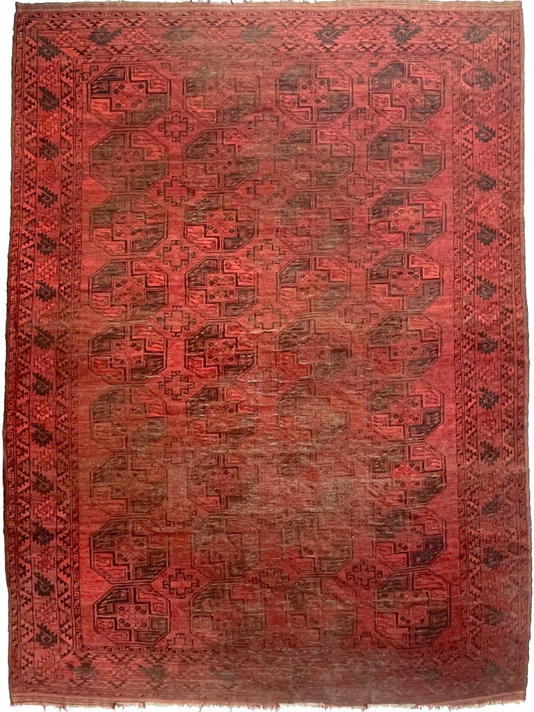 PERFECTLY WORN Vintage Tribal Ersari / Bashir | Minimal Aesthetics with Elephant Tracks | ~ 9.2 x 12.5