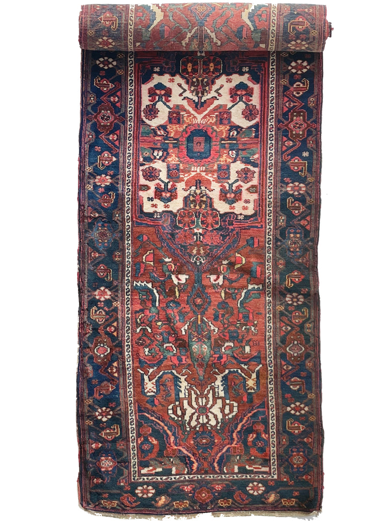 Beautiful Over-sized Extra Long Antique Persian Malayer - Beautiful Cypress Tree Runner with Clay, Amber, Rust Field | ~ 3.4 x 17