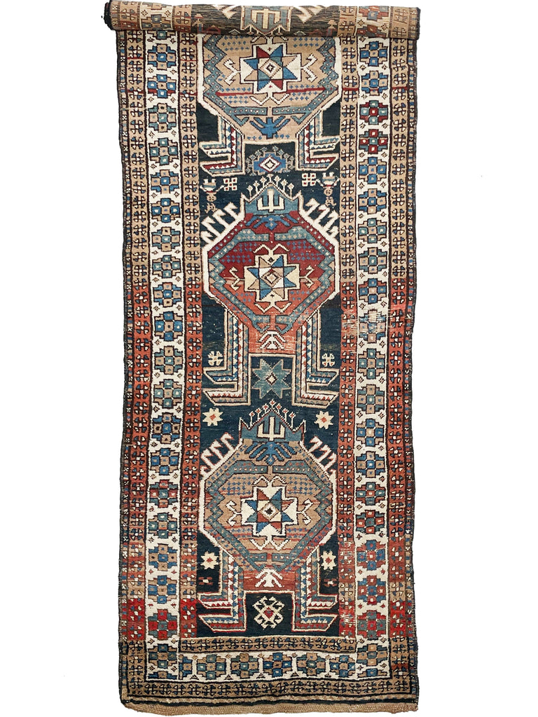 SOLD | INCREDIBLE Wide Antique Caucasian Runner | Mystical Beauty with Warmth & Earthy Hues | 3.9 x 13.4