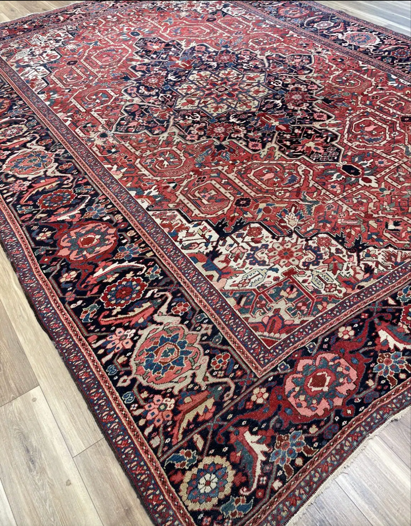 Collector's Piece | SENSATIONAL Tribal Masterpiece | Antique Persian Serapi Heriz Dream |  9.6 x 12.7