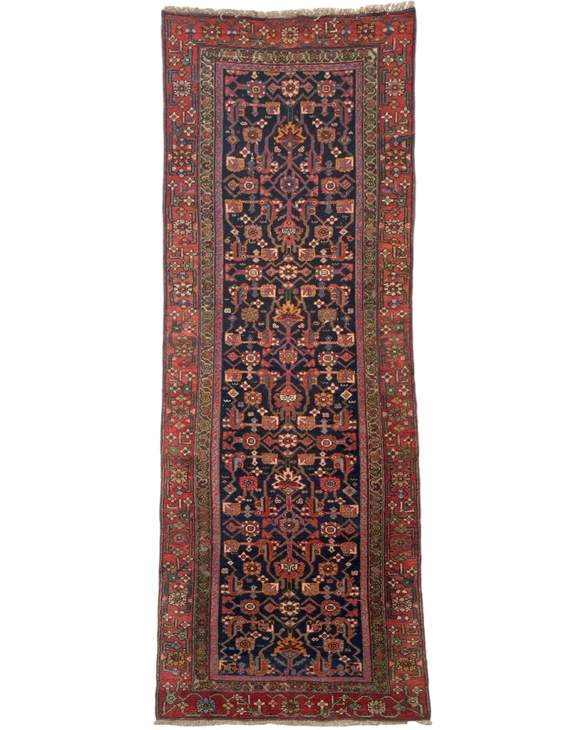 SOLD | UNUSUALLY EXOTIC Antique NW Persian Runner | Many Blues, Green & Saffrons! | 3.4 x 9.2