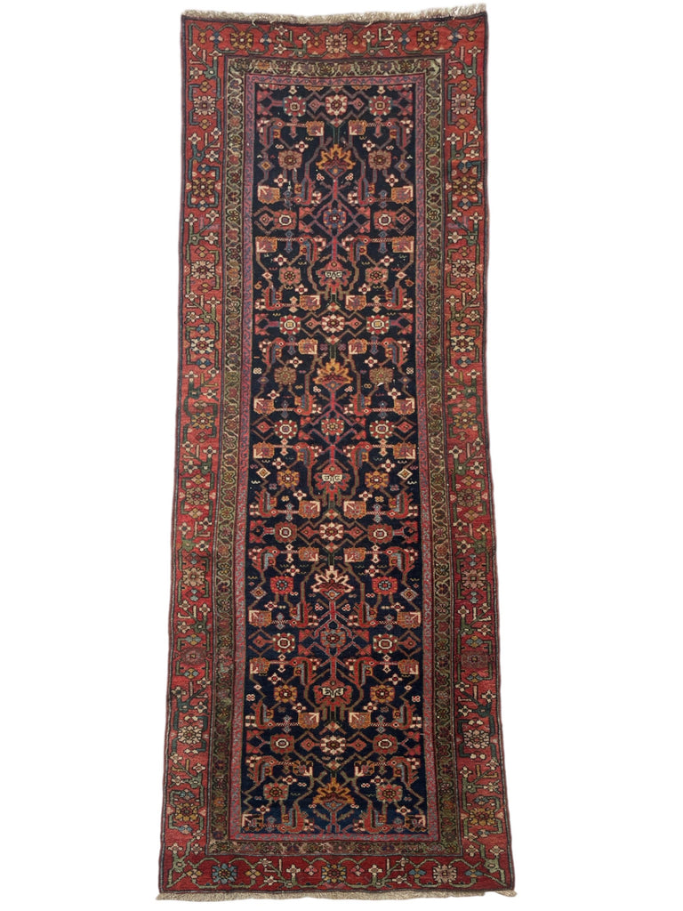 SOLD | UNUSUALLY EXOTIC Antique NW Persian Runner | Many Blues, Green & Saffrons! | 3.4 x 9.2