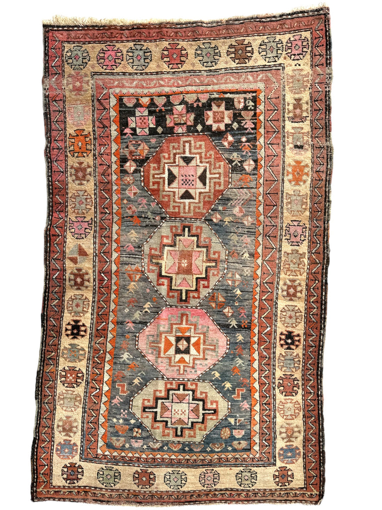 SOLD | DREAMY Vintage Caucasian Karabagh | Dusty Pinks, Smokey Blue-ish Purple hues, Copper, Sand, Berry  | 3.5 x 5.7