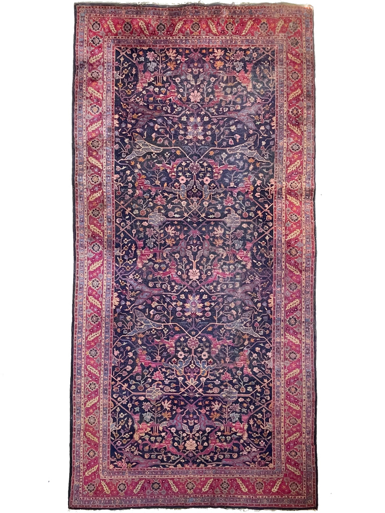 RARE Size Semi-Antique Kelleh Garrus Design | Berry, Plum, Indigo, with Gorgeous Highlight Colors | 7.9 x 16.3