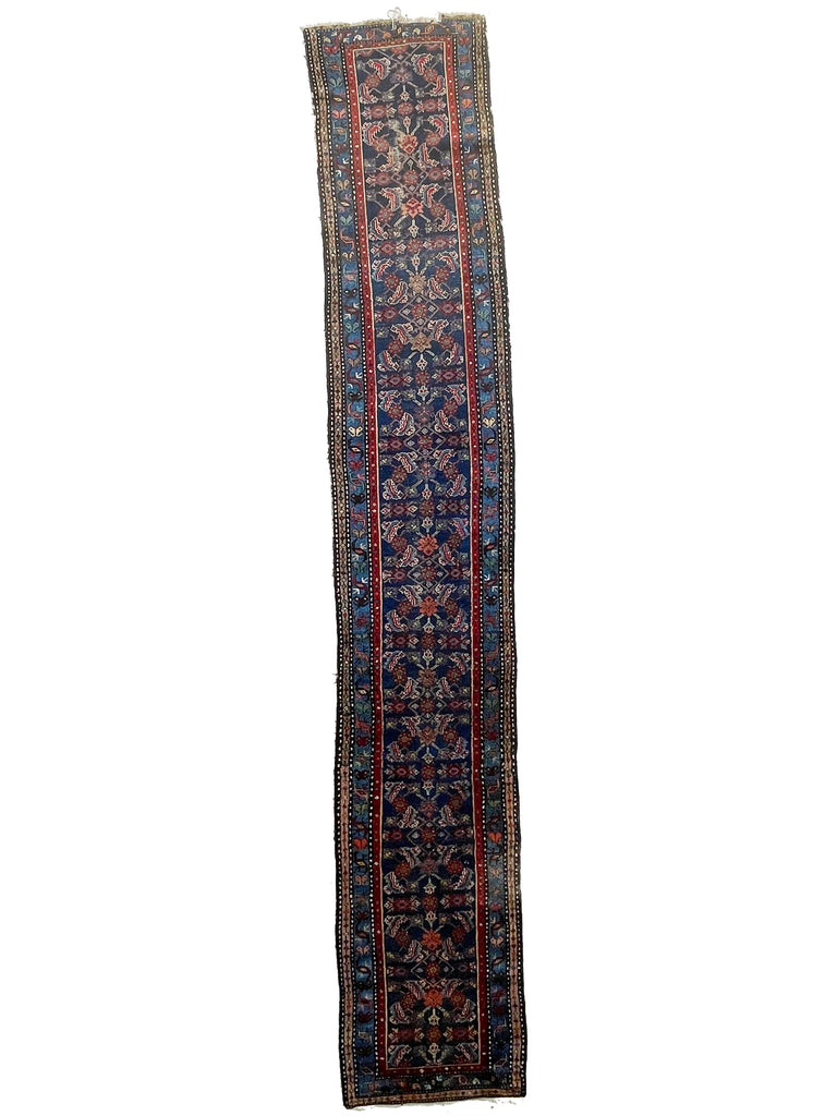 INCREDIBLE Long & Narrow Over-sized Antique Runner | Blues, Greens, Yellows, Tangerines & Camel | 2.11 x 16.8