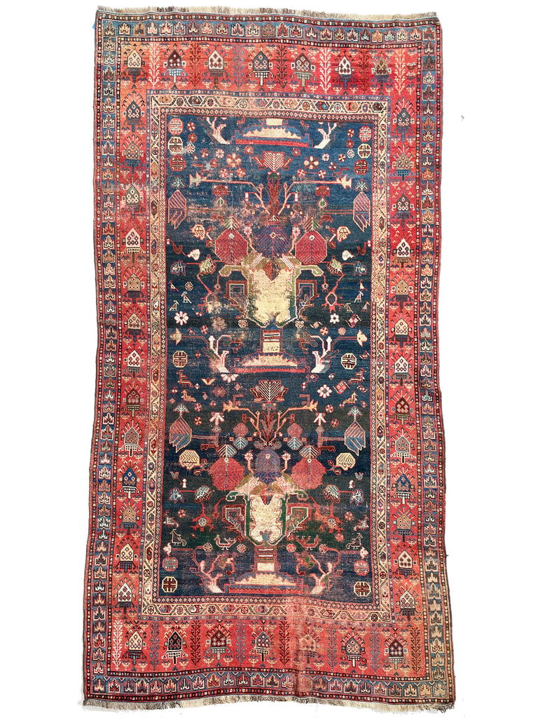 INCREDIBLE European Sized Kalleh | Antique Kurdish Tribal BEAUTY | 7 x 12.7