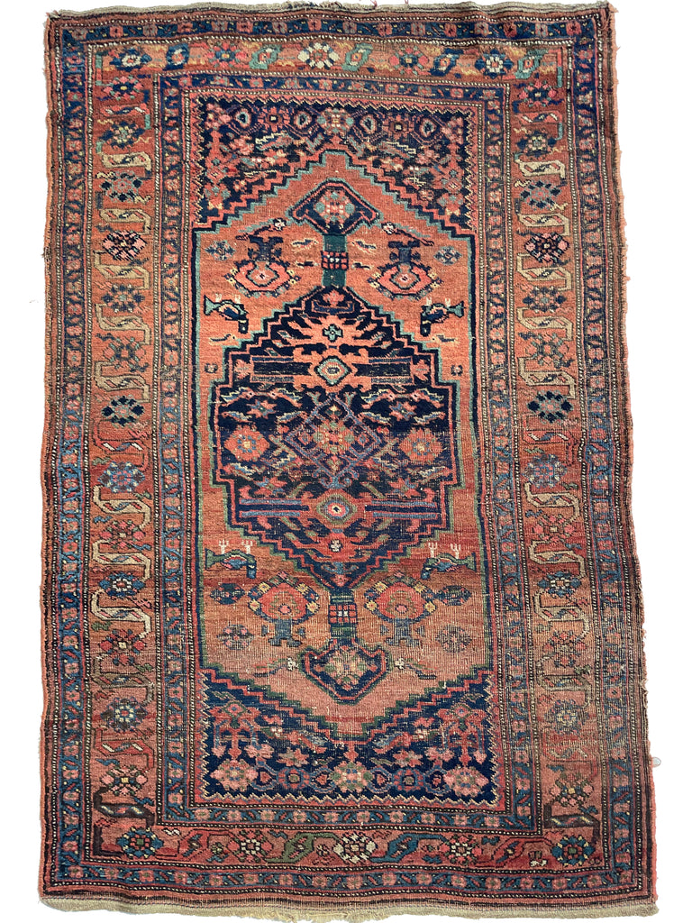 SOLD | MYSTICAL Kurdish Bidjar - Tribal Beauty at it's Apex | Rusty Melon Abrash with Stunning Dyes & Charm | 3.7 x 6.5