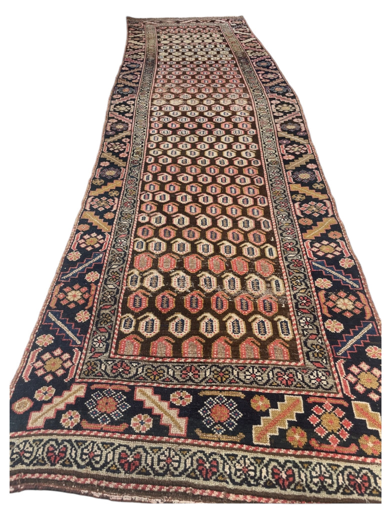 AMAZING PASTEL Meandering Antique Runner with Artistic Paisley Motifs! | ~ 3 x 10.8
