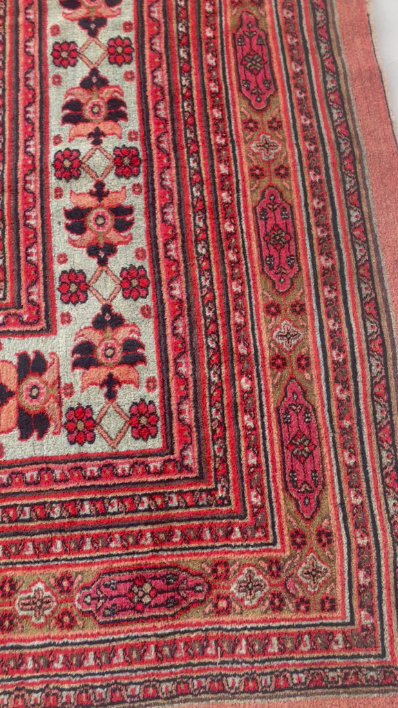 UNREAL PALATIAL ANTIQUE CARPET | Northeast Khorrassan Gem with Smokey Wine, Antique Ruby, Soft-Glacier Blue, Apricot | 13.2 x 15.7