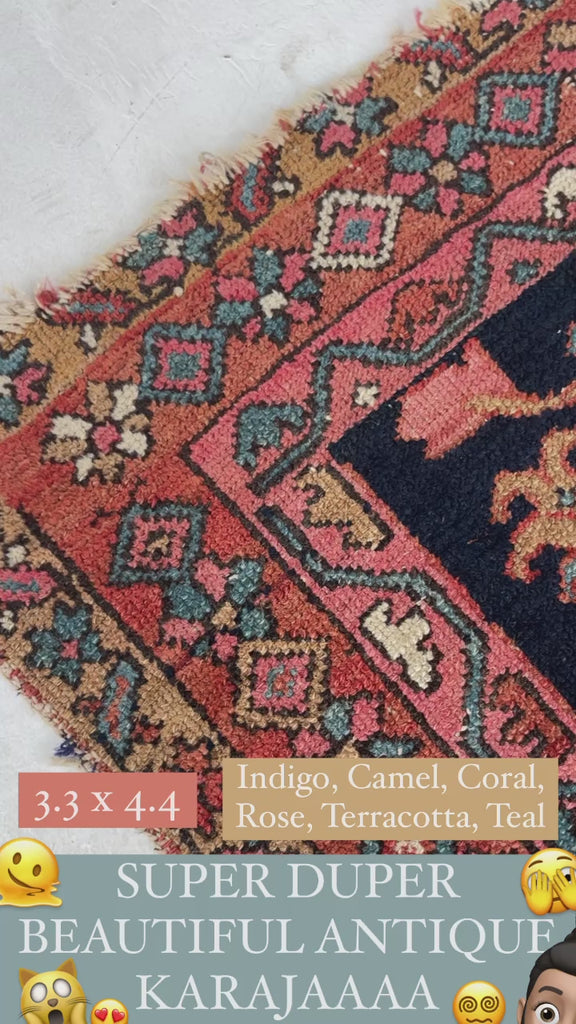 RESERVED FOR MATT*** OVERGROWN Geometric Flora & Vines Flanking Oversized Medallions | Indigo, Camel, Coral, Rose Terracotta, Teal | 3.3 x 4.4