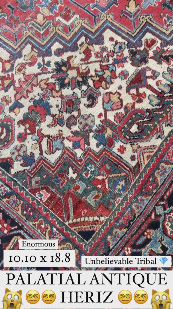 ENORMOUS Palace Size Antique Heriz | FULL of Life & Color with Lots of Interest for the Eyes | ~11 x 18.8