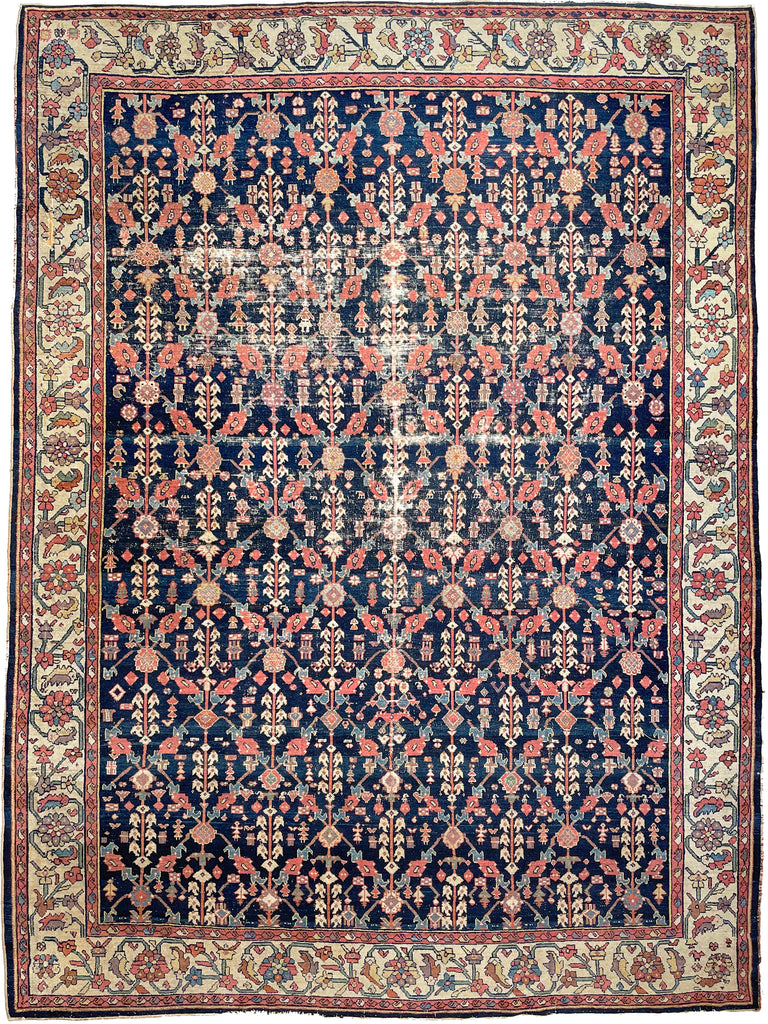 ABSOLUTE DIVINE Antique Bibikibad Rug | Ancient Lattice Design with a Border from Another UNIVERSE |   9.11 x 12.6