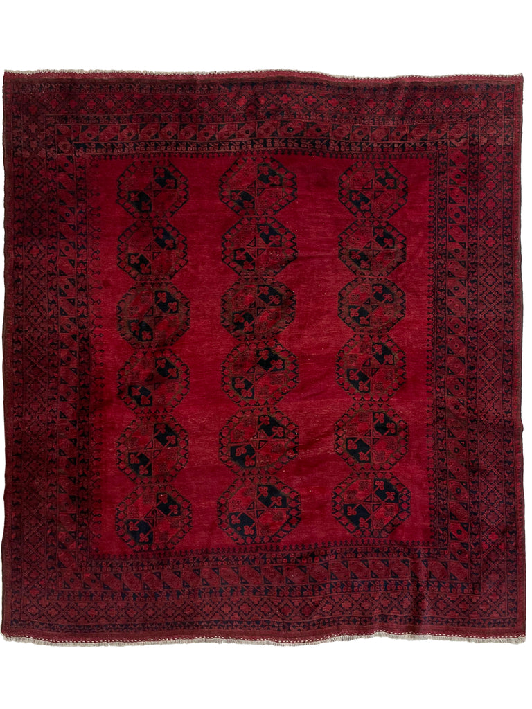 Coming Soon... UNIQUE SQUARE Rich Cherry Red Vintage Ersari | Nomadic Plush Wool | ~ 8 x 8