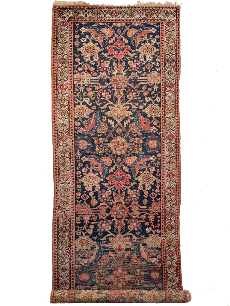 DECORATIVE Oversized Herati Water Garden Fish | Unique Antique Malayer Runner | 3.4 x 13.5