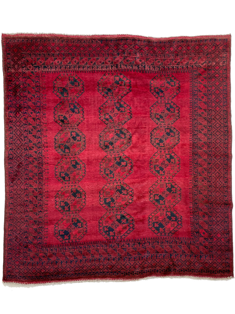 Coming Soon... UNIQUE SQUARE Rich Cherry Red Vintage Ersari | Nomadic Plush Wool | ~ 8 x 8