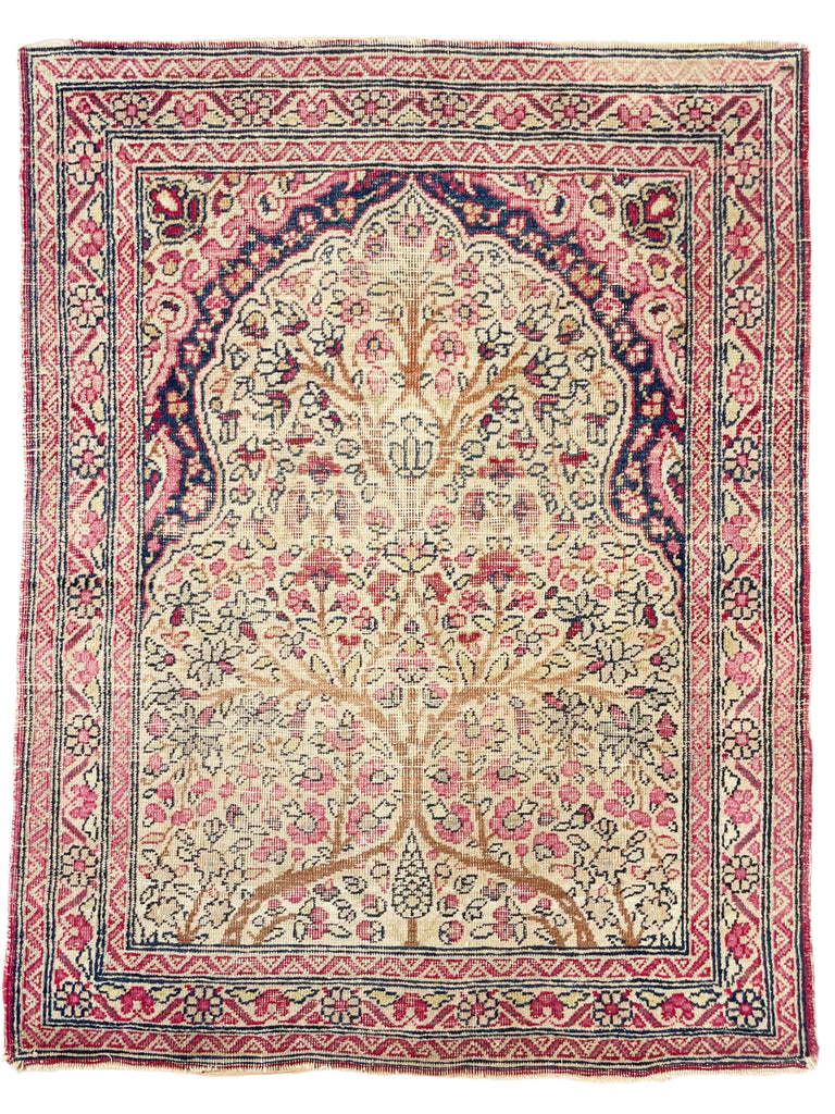 SOLD | DIVINE Antique Tree of Life Kerman Lavar Rug Mat | COLLECTABLE GEM | 2 x 2.6