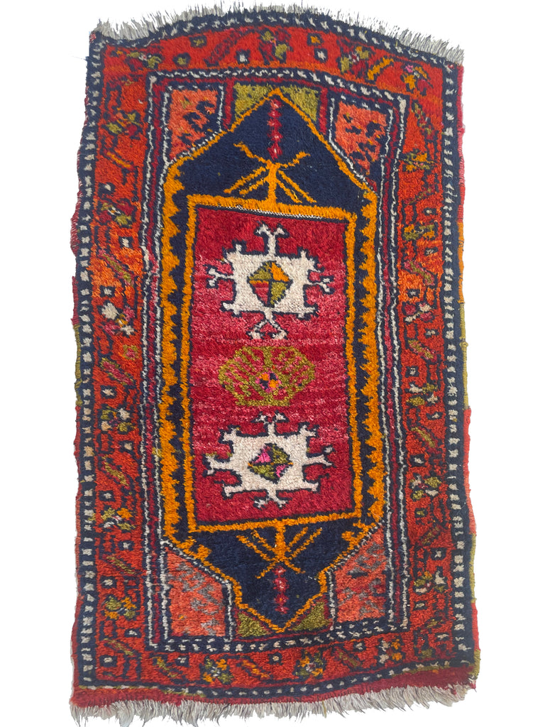 Colorful Bright Vintage Turkish Mat | 1.9 x 3