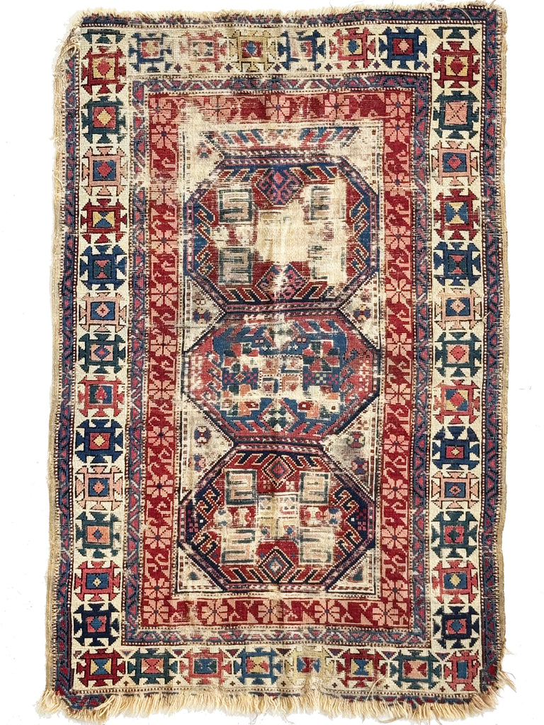 DISTRESSED to Perfection Sweet Caucasia Throw Rug | Lovely Character and Detailed Border | 3.3 x 5
