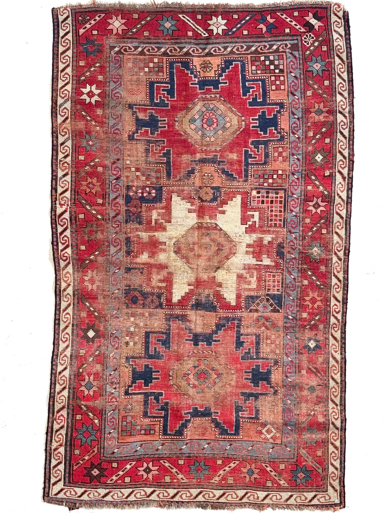 DISTINCT Antique Caucasian Leshgi Star Kuba/Dagastan Region | Aged to Perfection | ~ 3 x 5