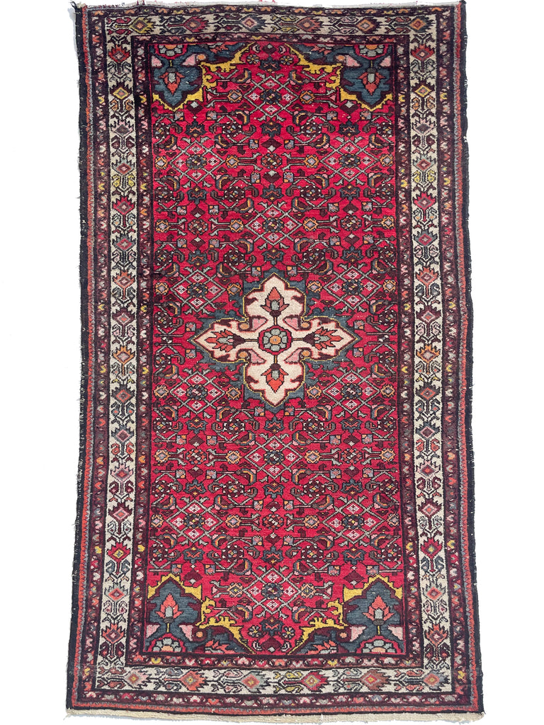 Fabulous Vintage Hamadan rug | Purple, Yellow, Teal | 3.8 x 6.9