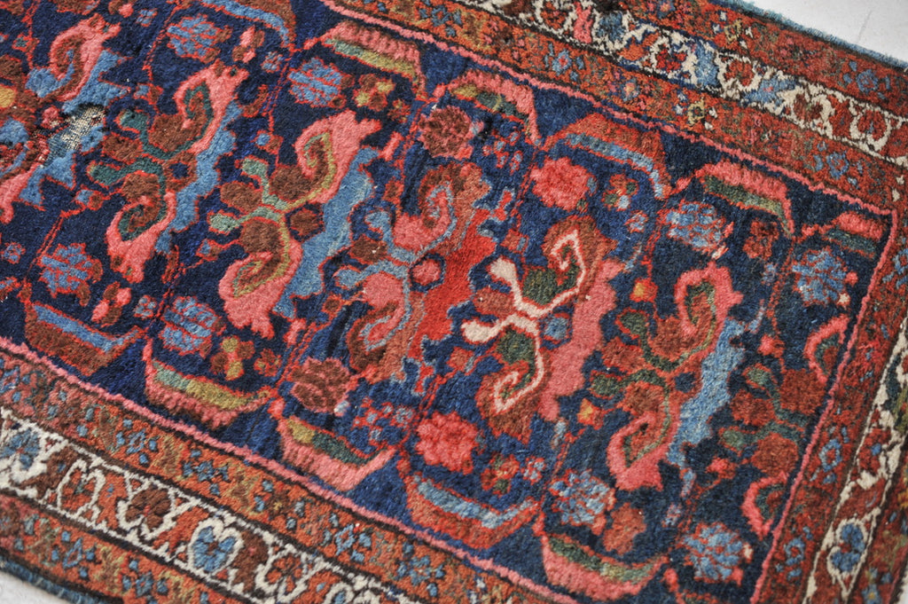 SOLD | LONG & NARROW Antique STUNNER | Navy, Salmon, Green & more Antique Runner | 2.9 x 16.11