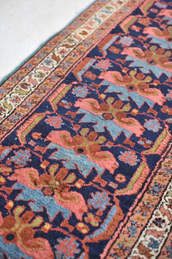 SOLD | LONG & NARROW Antique STUNNER | Navy, Salmon, Green & more Antique Runner | 2.9 x 16.11