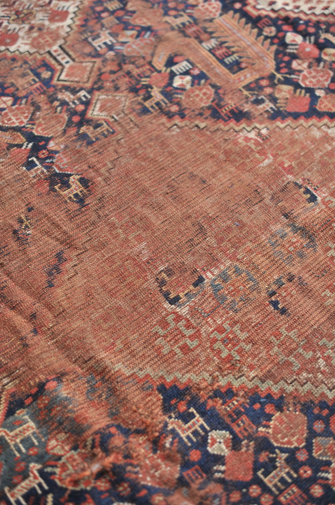 NEVER AGAIN SIZE Antique Runner Kelleh Southwest BEAUTY | Nomadic Animals, Pure Wool GEM with Navy, Camel, More | 6.9 x 19.4
