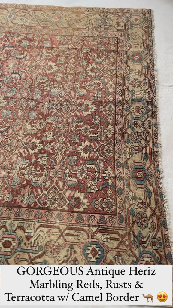 TRULY AMAZING Antique Rug with Iconic Design but FASCINATING Abrash Throughout! ~ 8 x 12.6