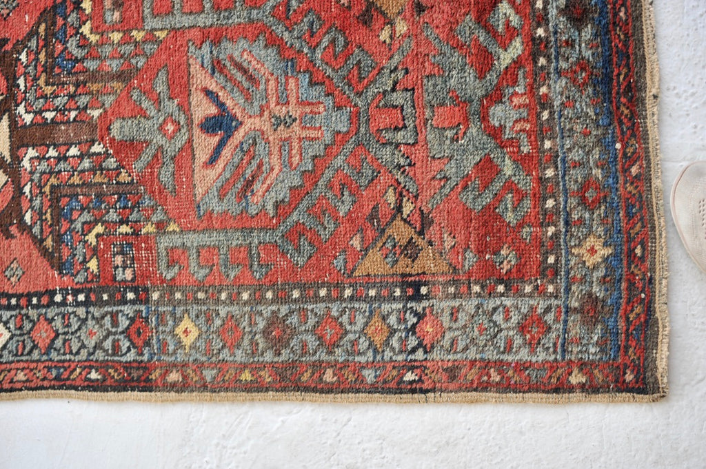 RARE & GORGEOUS Skinny Antique Northwest | Narrow Meandering Runner with Slate Blue, Dirty Lavender, Blush | 2.2 x 9.11