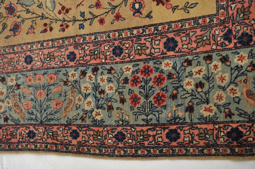 RARE "CREATOR'S VISION" PARADISE TREE OF LIFE TABRIZ with Phoenix, Leopards, Fawn, & Roosters | Camel Ground & Bakshayesh Blue Border | UNREAL | 9.8 x 13