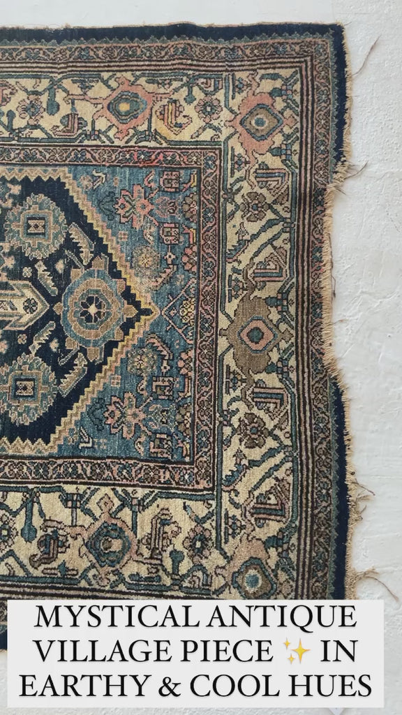 INSANELY Beautiful Antique Rug | COOL & EARTHY Mystical Village Tribal Rug Incredible Charming Village Rug | 4.4 x 6.3
