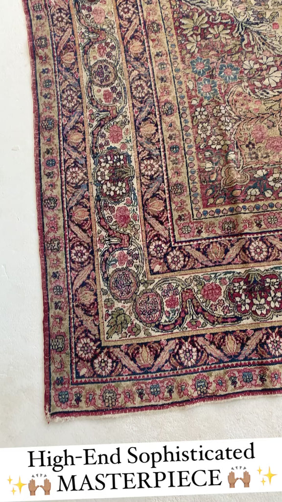High-End Antique Rug, C. 1890's  | UNBELIEVABLE Botanical & Architectural GEM | 8.6 x 11.6