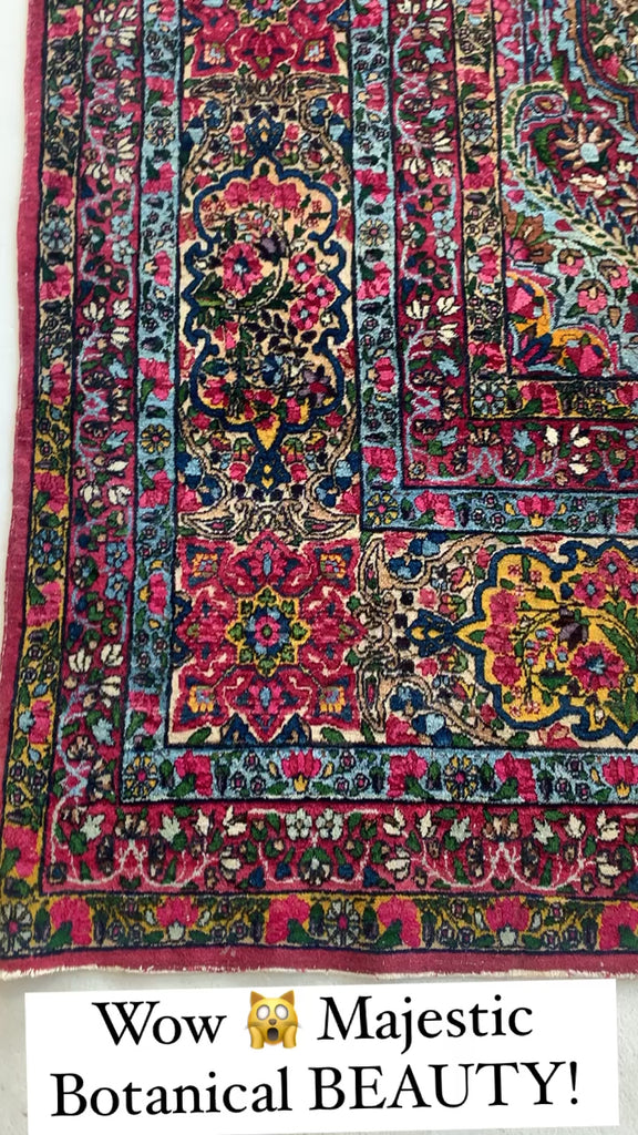 MAGNIFICENT PASTEL HUES Classical Antique Persian Kerman Lavar Carpet | INFINITELY Botanical Antique Elegant Rug | 9.5 x 13